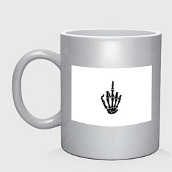 Кружка керамическая Fuck you,чел, цвет: серебряный