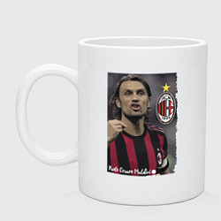 Кружка керамическая Paolo Cesare Maldini - Milan, captain, цвет: белый