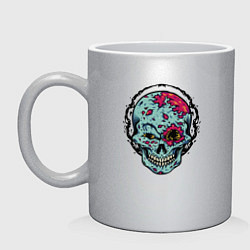 Кружка керамическая Cool skull! Grin!, цвет: серебряный