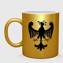 Кружка керамическая Средневековый рисунок орла, цвет: золотой