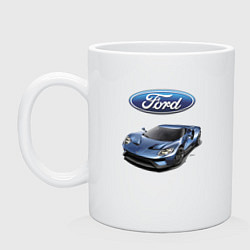 Кружка керамическая Ford - legendary racing team!, цвет: белый