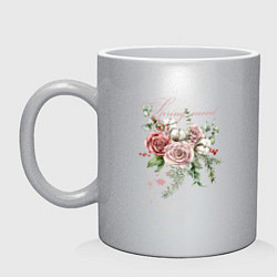 Кружка керамическая Spring mood Flower, цвет: серебряный