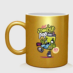 Кружка керамическая Diet Zombie Pop Sugar free Pop art, цвет: золотой