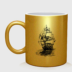 Кружка керамическая Pacific ocean Frigate, цвет: золотой