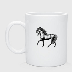 Кружка керамическая Мустанг Лошадь, цвет: белый