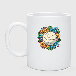 Кружка керамическая Volleyball - Flowers, цвет: белый