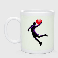 Кружка керамическая Сердце Баскетболиста, цвет: фосфор