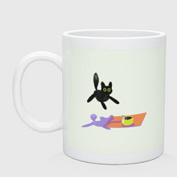 Кружка керамическая Летающий кот Кот и мышь, цвет: фосфор