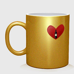 Кружка керамическая Винишко в сердце, цвет: золотой
