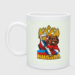 Кружка керамическая Хоккей - Russia, цвет: фосфор
