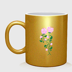 Кружка керамическая Влюблённые розы, цвет: золотой
