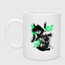 Кружка керамическая БЕССТРАШНЫЙ ВОИН С САМУРАЙСКИМИ МЕЧАМИ, цвет: белый