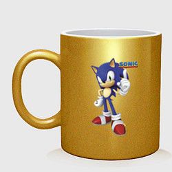 Кружка керамическая Sonic Hedgehog Video game, цвет: золотой