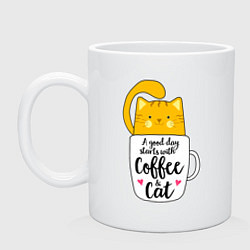 Кружка керамическая Хорошее утро начинается с кофе и кошек, цвет: белый