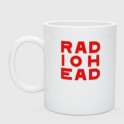 Кружка керамическая Radiohead большое красное лого, цвет: белый
