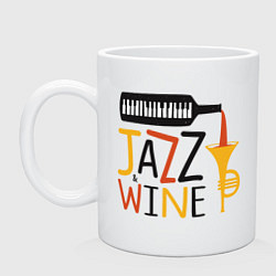 Кружка керамическая Jazz & Wine, цвет: белый