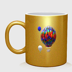 Кружка керамическая 3d aerostats colorful, цвет: золотой