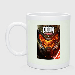 Кружка керамическая Doom eternal - poster, цвет: фосфор