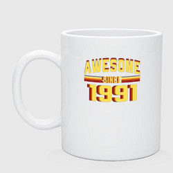 Кружка керамическая Awesome Since 1991, цвет: белый