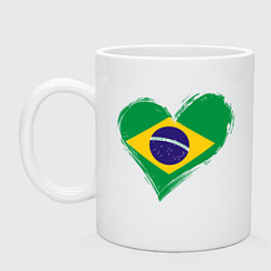 Кружка керамическая Сердце - Бразилия, цвет: белый