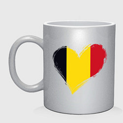 Кружка керамическая Сердце - Бельгия, цвет: серебряный