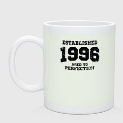 Кружка керамическая Основана в 1996 году и доведена до совершенства, цвет: фосфор