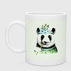 Кружка керамическая Прикольный панда жующий стебель бамбука, цвет: фосфор