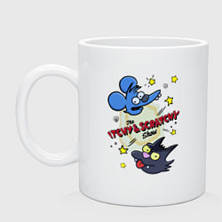 Кружка керамическая Симпсоны - шоу Щекотки и Царапки, цвет: белый