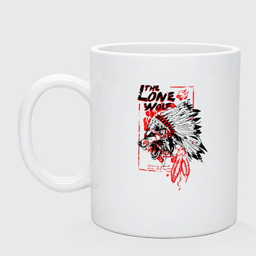 Кружка Одинокий волк индеец / Белый – фото 1