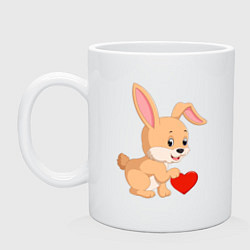 Кружка керамическая Кролик с сердечком, цвет: белый