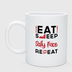 Кружка керамическая Надпись: eat sleep Sally Face repeat, цвет: белый