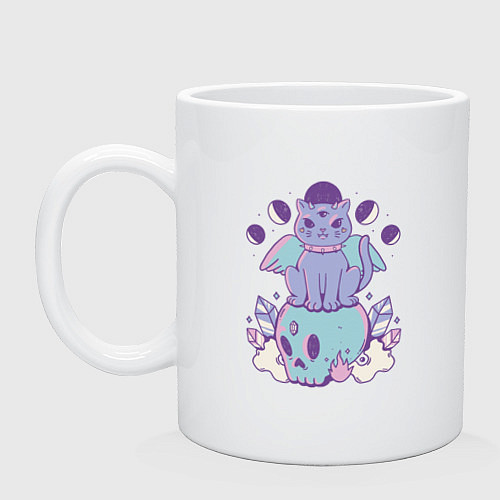 Кружка Кот с крыльями в готическом стиле / Белый – фото 1