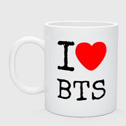 Кружка керамическая I love BTS, цвет: белый