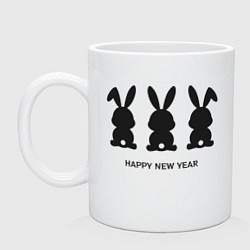 Кружка керамическая Happy new year rabbits, цвет: белый