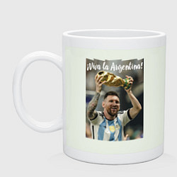 Кружка керамическая Lionel Messi - world champion - Argentina, цвет: фосфор