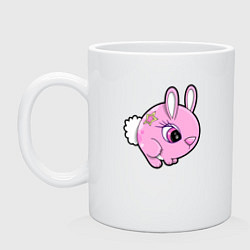 Кружка керамическая Розовая круглая зайка, цвет: белый