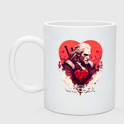 Кружка керамическая Witcher: Geralt and heart, цвет: белый