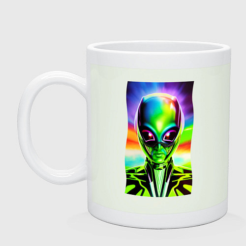 Кружка Alien - neural network - neon glow - pop art / Фосфор – фото 1