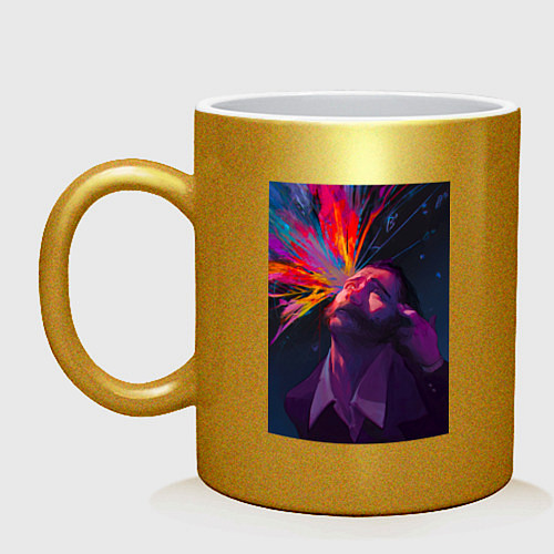 Кружка Disco Elysium - Взрыв мозга / Золотой – фото 1