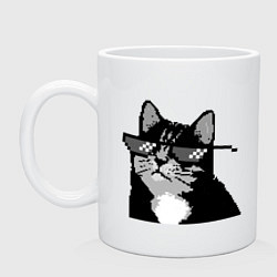 Кружка Pixel coot cat in glasses