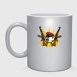 Кружка керамическая Взрывной цыпленок, цвет: серебряный