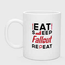 Кружка керамическая Надпись: eat sleep Fallout repeat, цвет: белый