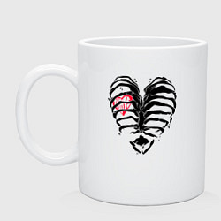 Кружка керамическая Black ribs with a heart inside, цвет: белый