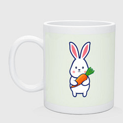 Кружка керамическая Милый заяц с морковью, цвет: фосфор