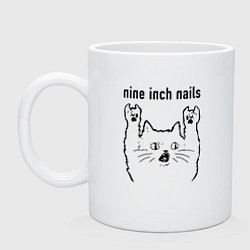 Кружка керамическая Nine Inch Nails - rock cat, цвет: белый