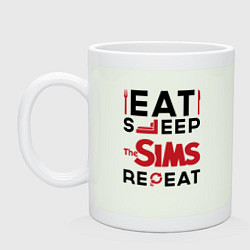 Кружка керамическая Надпись: eat sleep The Sims repeat, цвет: фосфор