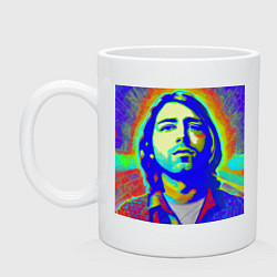 Кружка керамическая Kurt Cobain Glitch Art, цвет: белый