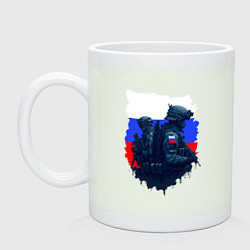 Кружка керамическая Военные РФ и флаг - neuro art, цвет: фосфор