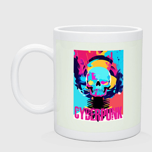 Кружка Cool skull - cyberpunk - pop art / Фосфор – фото 1