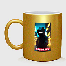 Кружка керамическая Roblox cyberpunk, цвет: золотой